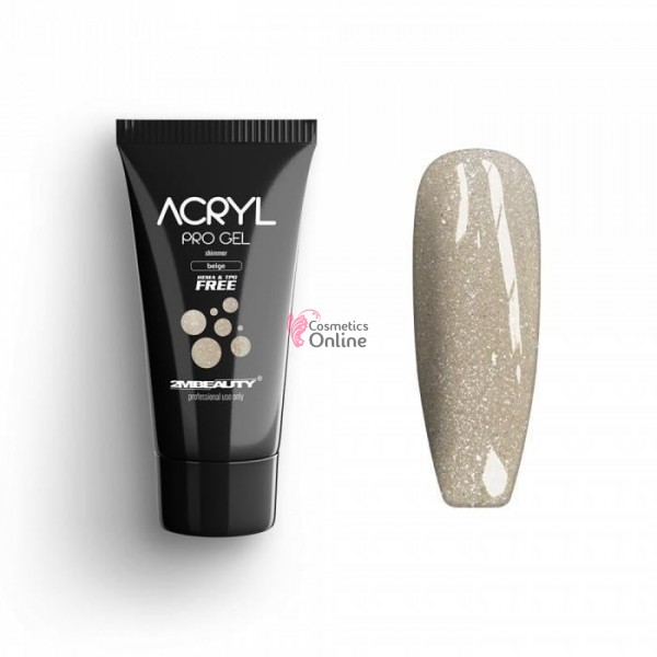PolyGel UV /LED pentru unghii false 2M cu sclipici bej, Shimmer Beige 30 ml